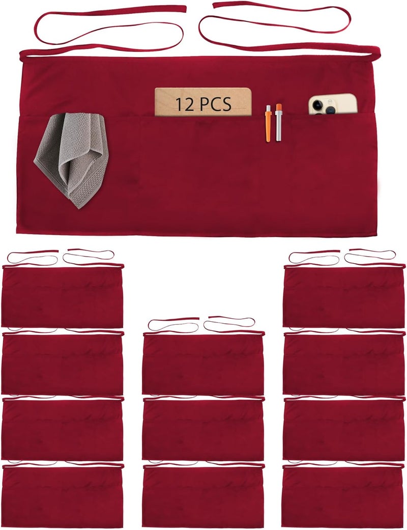 Xeoxarel Aprons with 4 Pockets (Available in 3 Pack / 7 Pack) 23.5'' X 11.5'' - Image 1
